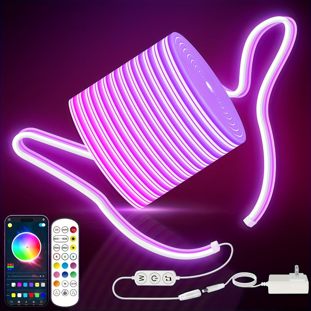 LED Neon Rope Light IP65 Waterproof – RGB Color Changing Light Strip, App & Remote Control, Music Sync, Silicone Neon Light for Bedroom, Gaming Room, Indoor & Outdoor Decoration (3 - product image