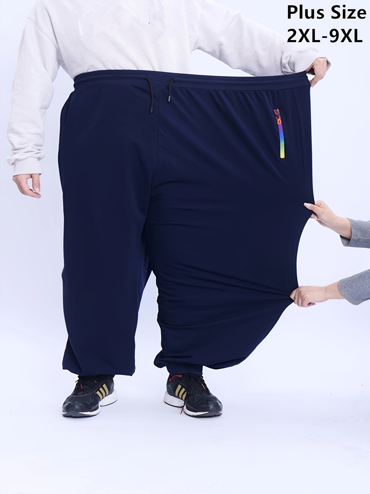 Men's Plus Size Casual Sports Trousers 2XL-9XL - Loose Fit, High Stretch, Zipper Closure, All-Season Comfort, Weekend Casual Attire, Casual Sports Apparel - product image