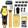 Men's Grooming Kit Hair Clipper Set USB Rechargeable LCD Display - Professional Clipper Razor T-Blade Trimmer 8 Guide Combs & Apron Complete Home Barber Kit Gold Black Gift for Men - product image 13