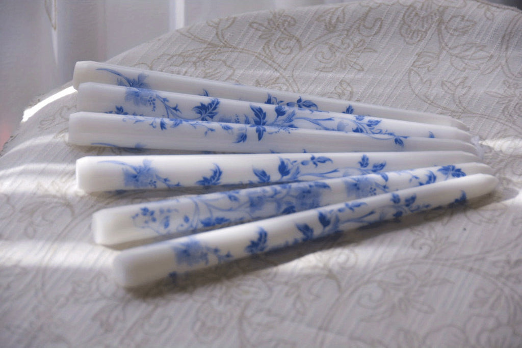Taper Candles Blue White Porcelain 6-Pack 10 Inch | Dripless Unscented Soy Wax Chinoiserie Candlesticks 8-12 Hour Burn for Weddings Christmas Dinner Table Home Decor Centerpiece - product image 10