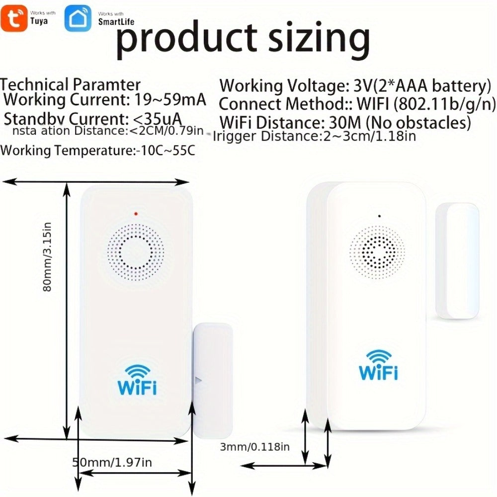 WiFi Door and Window Sensor 4-Pack, Tuya Smart Home Security Alarm System, No Hub Required, App Control, Compatible with Alexa & Google Home - product image 7