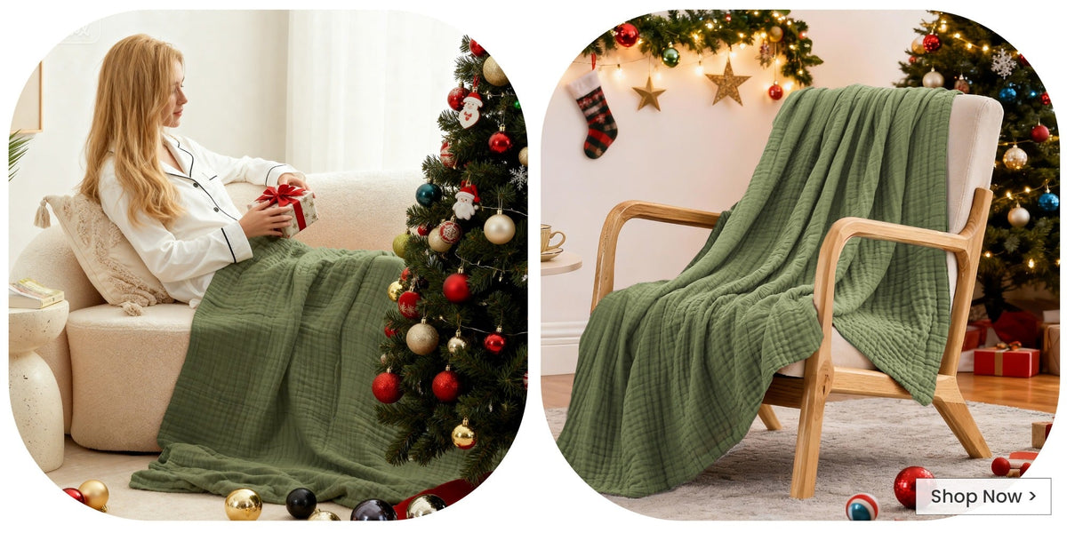 6-Layer Gauze Blanket 100% Muslin – Lightweight Breathable Cotton Throw for Couch & Bed, All Season Adult Blanket, 4 Colors - product image 16