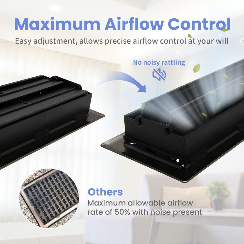Floor Vent Register Cover 4x10 Inch Heavy Duty Walkable Steel Decorative Air Vent Grille Adjustable Airflow for Home HVAC 2-Pack Savannah Boston Design Multi Finish - product image 2