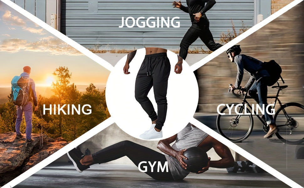 3pcs Men's Jogger Sweatpants - Ultra-Elastic Gym Pants with Deep Side Pockets, Mid-Rise Athletic Workout Bottoms, Solid Color Casual & Training Wear - product image 5