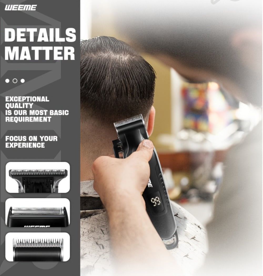 Men's Professional Grooming Kit – Cordless Rotary Shaver & T-Blade Trimmer, Type-C Charging, 6 Adjustable Combs, Non-Slip Beard Shaper for Travel & Family Haircut - product image 12