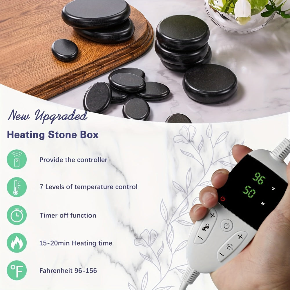 Spa Hot Stone Massage Set with Heater & Temperature Control — 10 Basalt Stones, 2 Size Options, Professional Kit for Full Body Muscle Relief, Home & Salon Use - product image 2