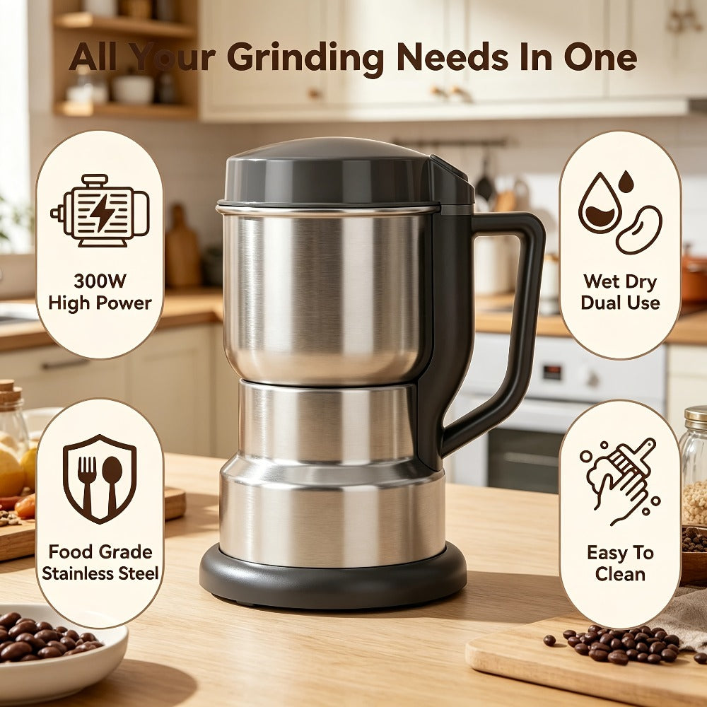Electric Coffee Grinder 300W 25000RPM – 8-Blade Stainless Steel Spice & Grain Mill for Coffee Beans, Nuts, Spices | Home, Cafe & Camping - product image 6