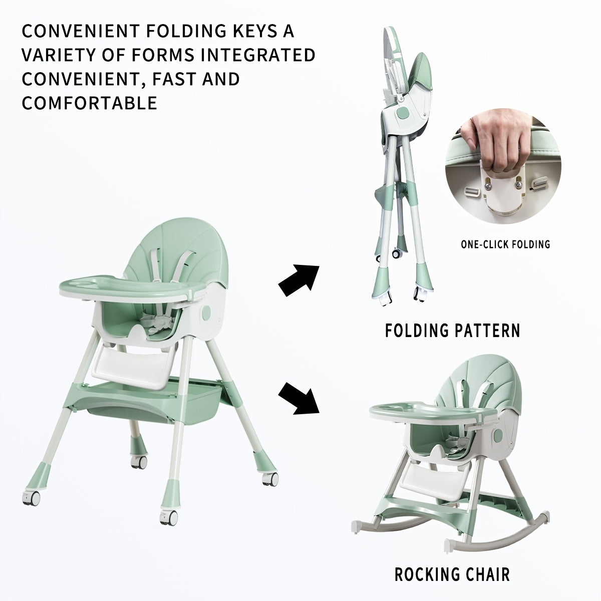 1pc Children's Multi-functional Dining Chair, Adjustable Children's Dining Chair Home Portable Dining Table Rocking Chair - product image 10
