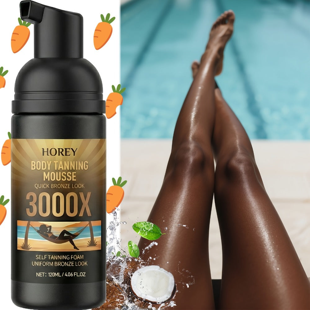 Sunless Self Tanning Mousse Deep Brown 3000X for Medium Dark to Dark Skin - Streak-Free Bronzing Foam with Carrot Oil & Coconut Oil, Hydrating Fake Tan 60ML - product image 2