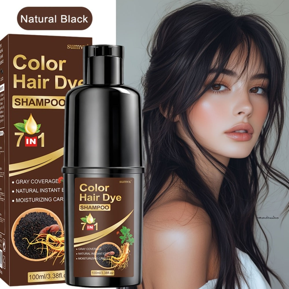 Natural Herbal Hair Dye Shampoo 3.38oz — Moisturizing & Conditioning Easy-Apply Hair Color, 5 Shades: Black, Brown, Chestnut Brown, Golden Brown & Coffee, Holiday Gift - product image 6