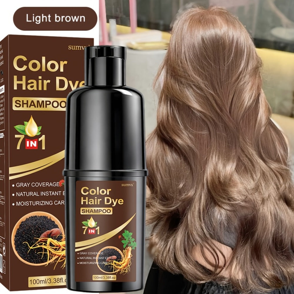 Natural Herbal Hair Dye Shampoo 3.38oz — Moisturizing & Conditioning Easy-Apply Hair Color, 5 Shades: Black, Brown, Chestnut Brown, Golden Brown & Coffee, Holiday Gift - product image 2