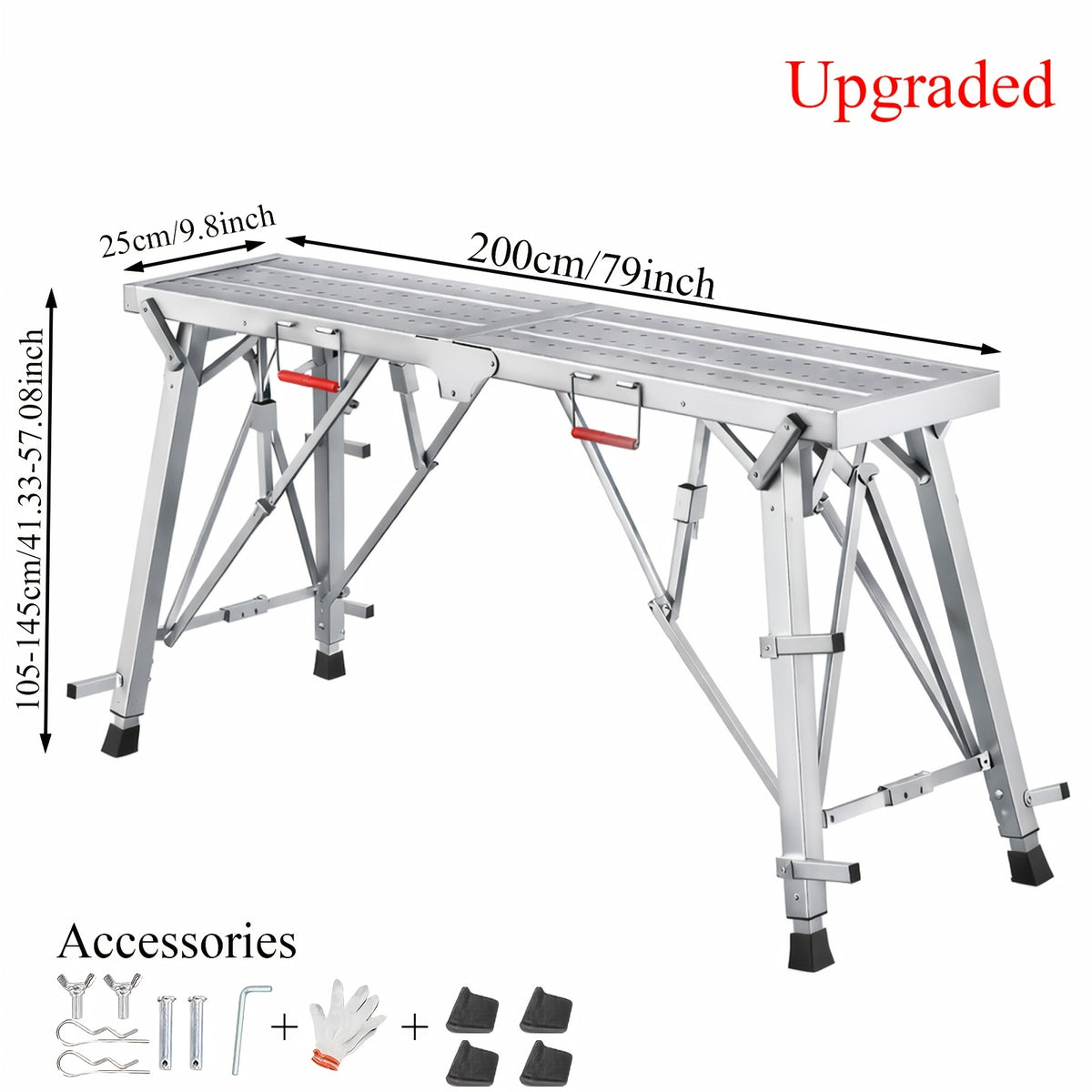 Portable Foldable Workbench with Adjustable Height & Wide Base - Scaffolding Work Platform, Heavy-Duty Foldable, Railing Suitable for Home Renovation, RV - product image 7