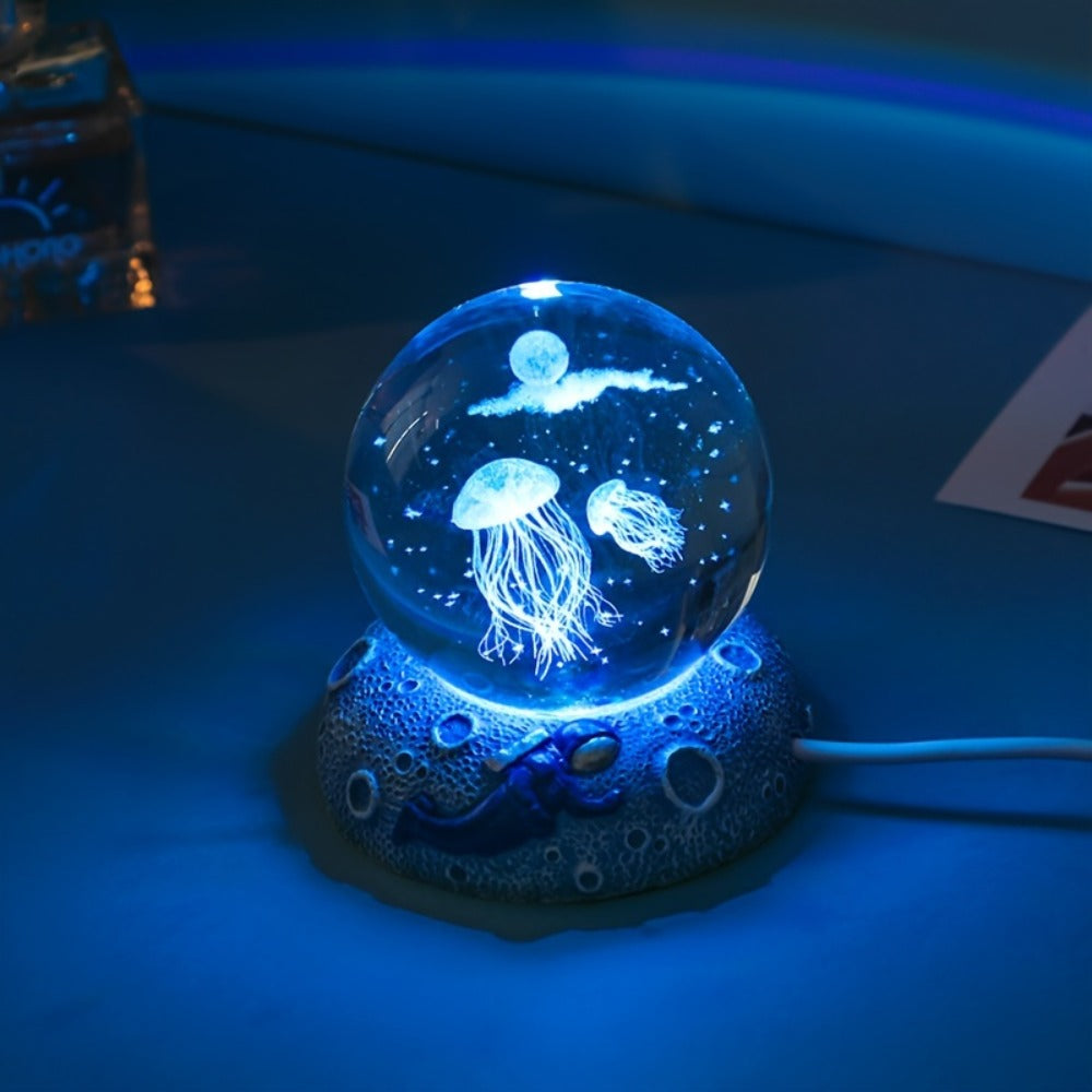 Starry Sky Crystal Ball Night Light – 3D Blue Galaxy Glass Sphere LED Desk Lamp, Creative Tabletop Decor Light for Bedroom, Unique Gift for Holiday Party Birthday (Blue Starry Sky) - product image 9