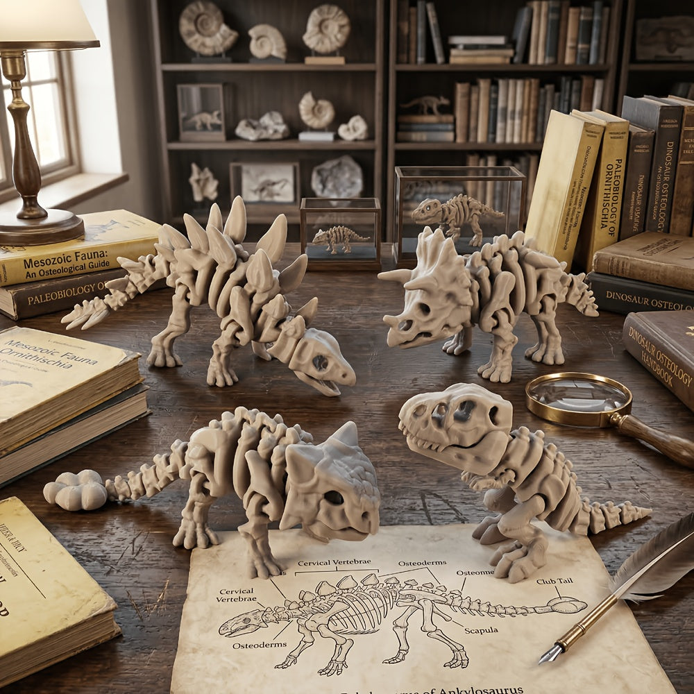 4pcs Dinosaur Skeleton Model Suitable for Science Education, Anatomical Display with Detailed Reptile Bones Replica, Complete Specimen for - product image