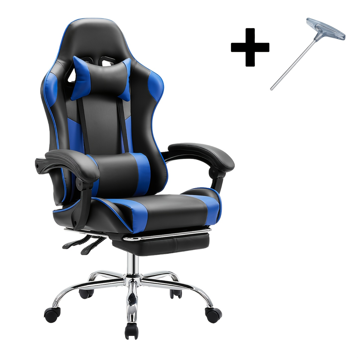 Esports Racing Style Computer Office Chair with Footrest for Home Office Desk Work Study – Ergonomic Gaming Chair with Rotating Armrest Lumbar Support & Headrest