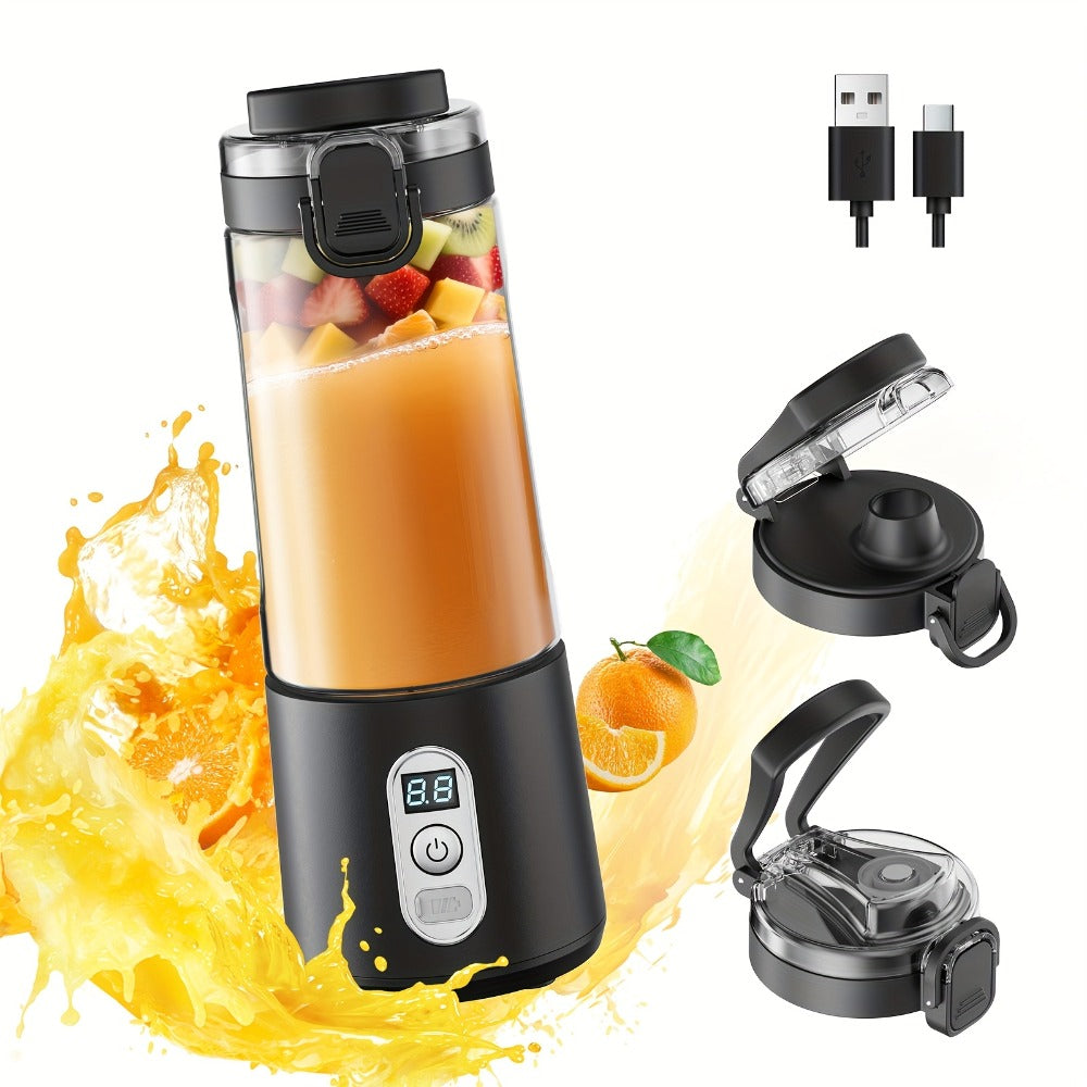 Portable Smoothie Blender USB-C Fast Charge 6-Blade Stainless Steel – Digital Timer Battery Display High-Speed Ice Crush No-Spill Lid | Protein Shake Gym Travel Blender in Black Pi - product image 40