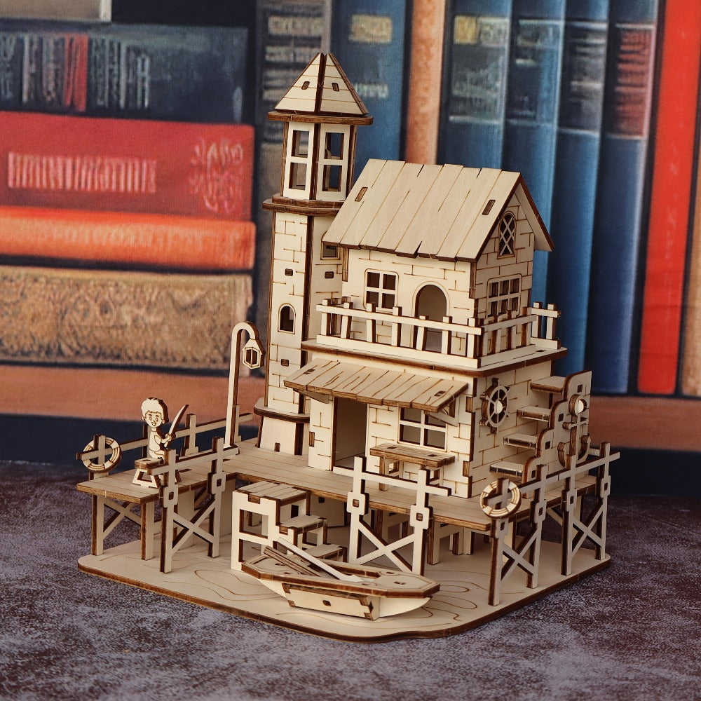 DIY Wooden Assembly Puzzle, Choose Fisherman's Hut / Treehouse / Cowboy Bar, STEM Brain Teaser Craft Kit, Unique Birthday & Holiday Gift – 3D Wood Model Kit - product image 2