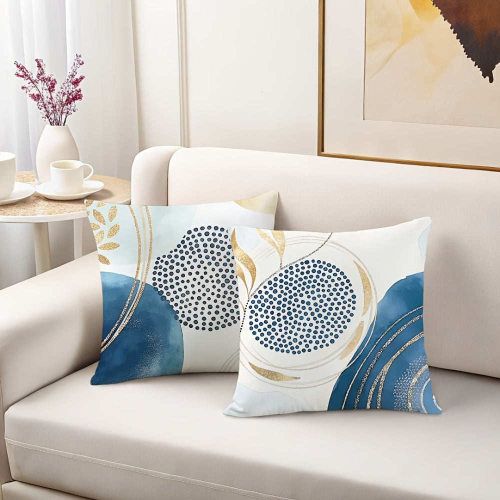 Boho Pillow Covers 4pcs Geometric Navy Blue Golden Accent Farmhouse Rustic Cushion Covers Modern Throw Pillow Cases for Sofa Couch Porch Patio Living Room Outdoor Home Decor 18x18  - product image 4