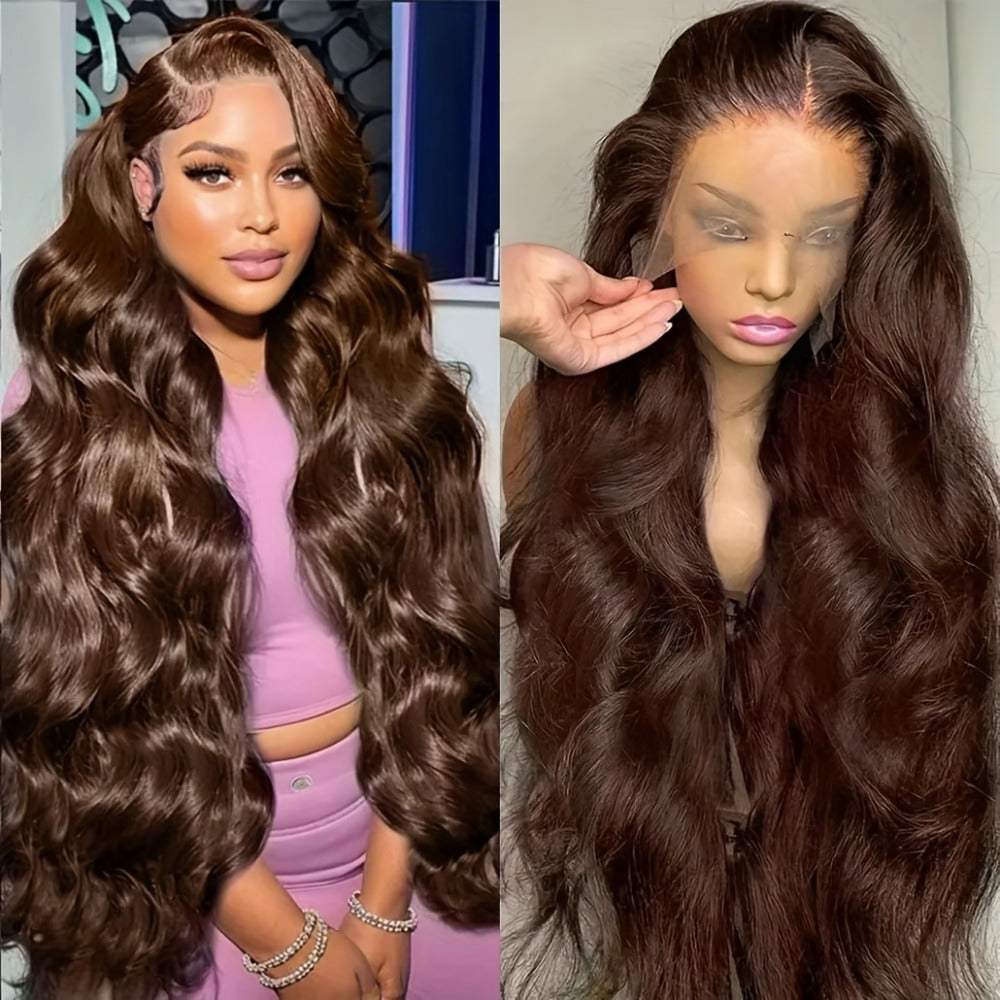 Body Wave Lace Front Wig Synthetic Glueless Heavy Density 26-34 Inch | Dark Brown Red Orange-Red Black Long Wavy Women Daily Wear Party Cosplay - product image 2