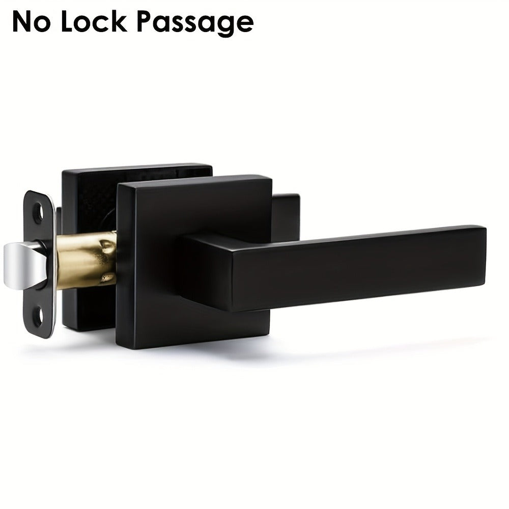 Matte Black Square Door Handle Set – Interior Passage Door Knob for Hall & Closet, Heavy-Duty Left & Right Hand Compatible, Modern Hardware - product image 5