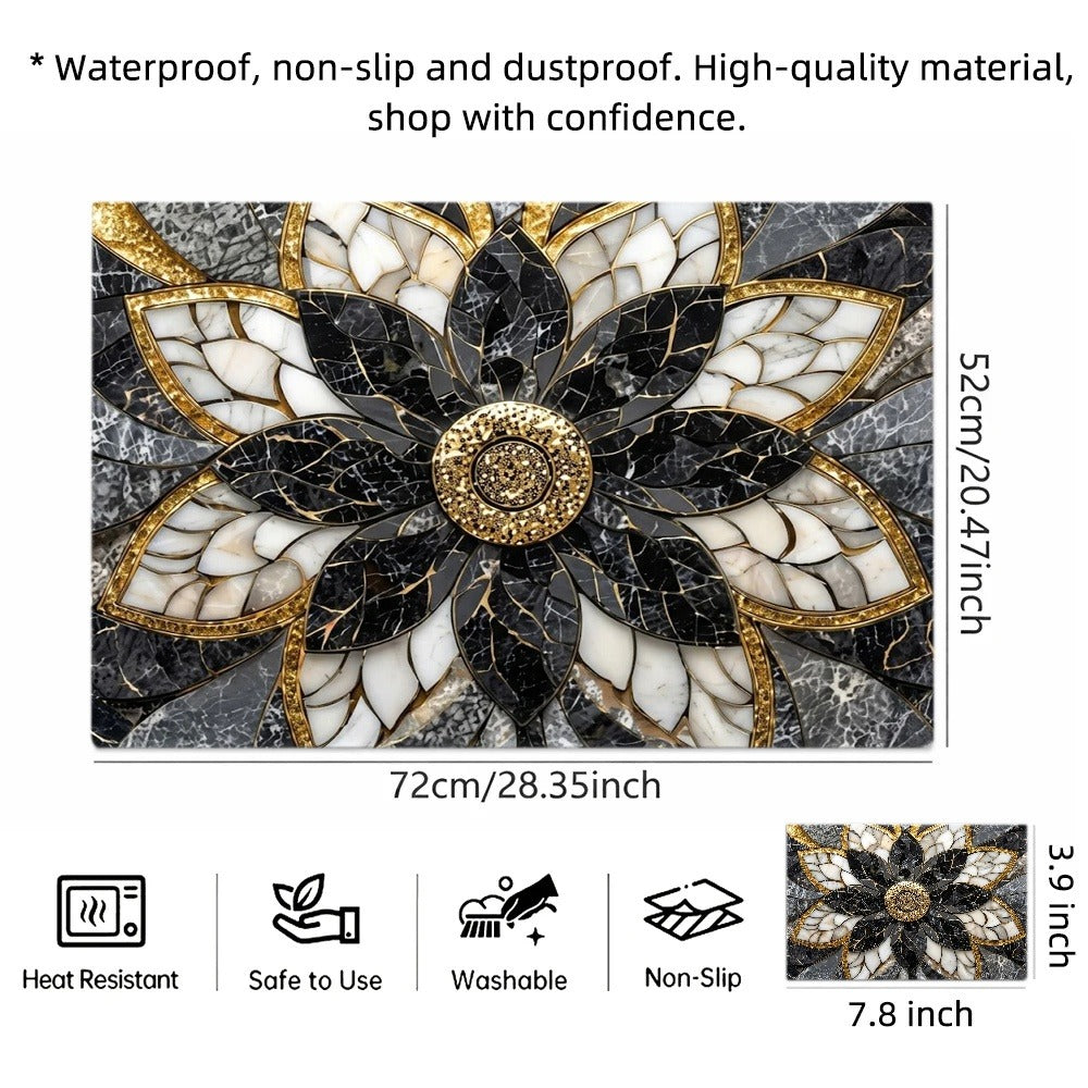 Stove Protector Mat Marble Lotus Pattern | Heat-Resistant Non-Stick Cooktop Cover Pad | Gas Stove, Induction Cooker, Glass Cooktop, Oven & Washer Dryer Top - product image 8