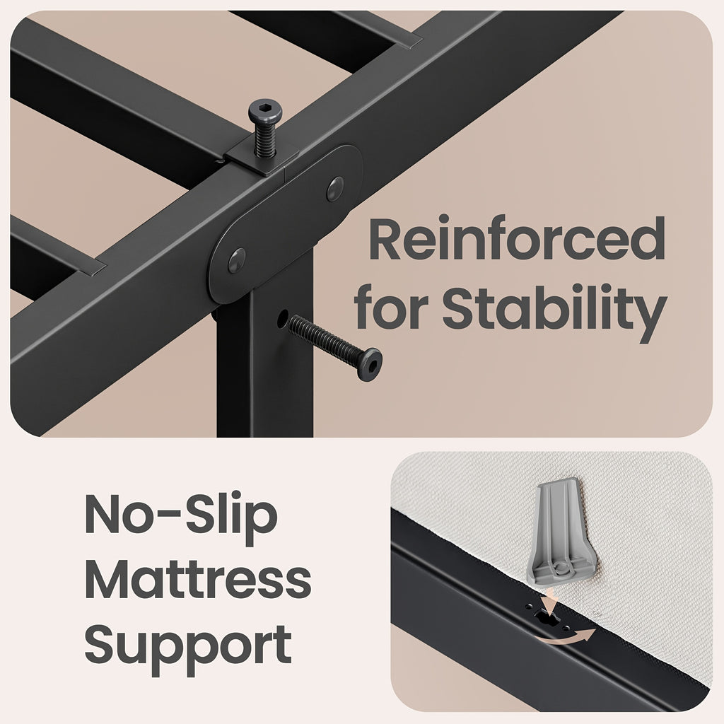 Heavy Duty Metal Platform Bed Frame with Under-Bed Storage, No Box Spring Needed, 14/16/18 Inch Height, Twin/Full/Queen/King Size - product image 10