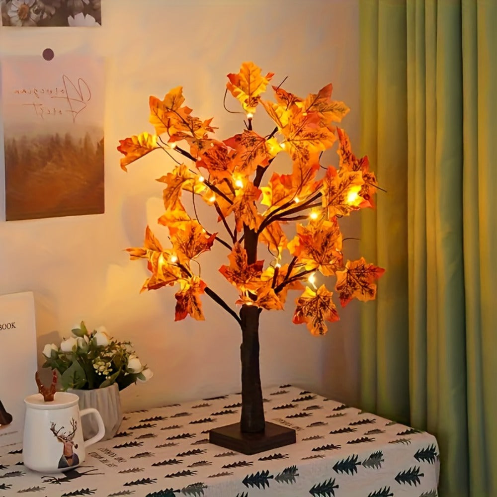 LED Maple Leaf Tree Table Lamp 2 Pack - 21 Inch Battery Powered Artificial Tree Light for Home Room Balcony Thanksgiving Christmas Fall Autumn Decor Indoor Festival Decoration - product image 6