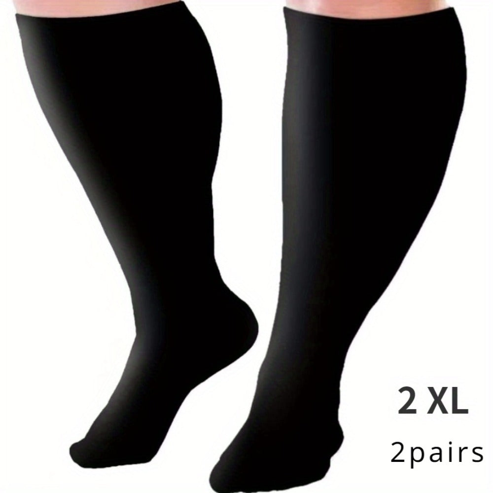 Plus Size Compression Socks 2 Pairs High Elasticity Sports Fitness Oversized Socks for Men Women 2XL 3XL 4XL 5XL 6XL 7XL Running Athletic Support - product image 3