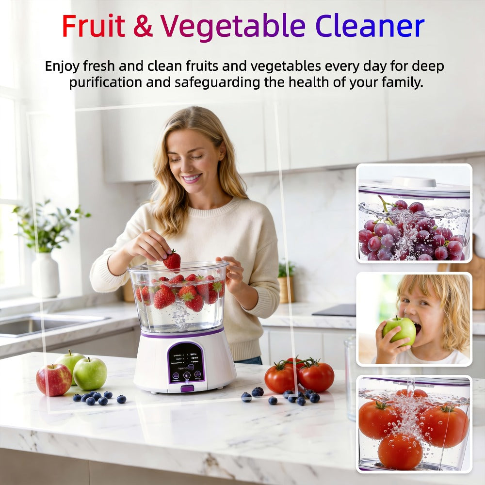 Fruit and Vegetable Cleaner Machine Ultrasonic Purifier Multifunctional Household Food Cleaning Device Rechargeable for Removing Pesticides Bacteria Single Dual Battery Options - product image 4