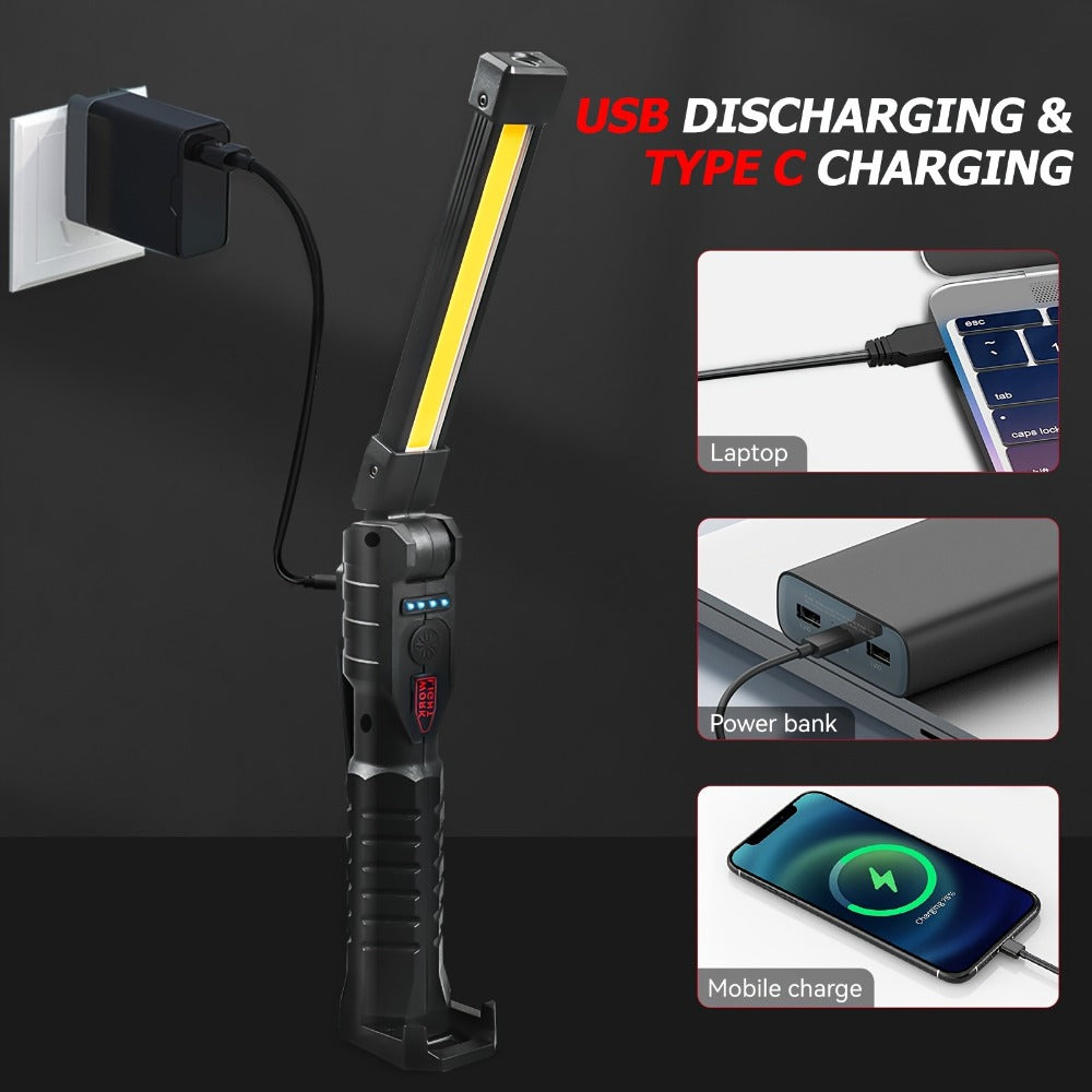 COB LED Work Light Magnetic Base Rechargeable USB 20000 Lumens 7 Modes 180° Rotation Portable Hanging Flashlight with Built-in Battery Power Bank Function for Workshop Garage Car R - product image 13