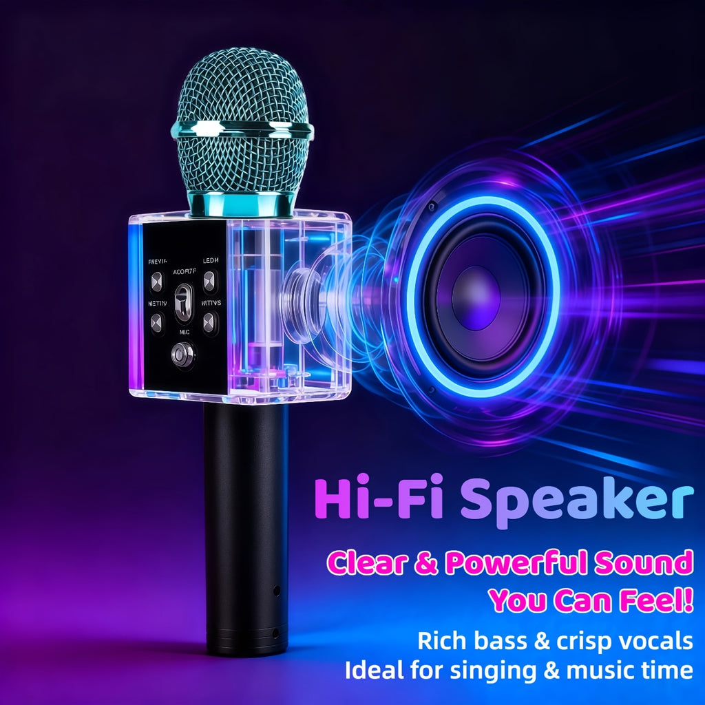 Wireless Karaoke Microphone Speaker with LED Lights and Fun Voice Changer - Portable Singing Mic, Perfect for Holiday Parties, Christmas Family Gatherings, New - product image 32