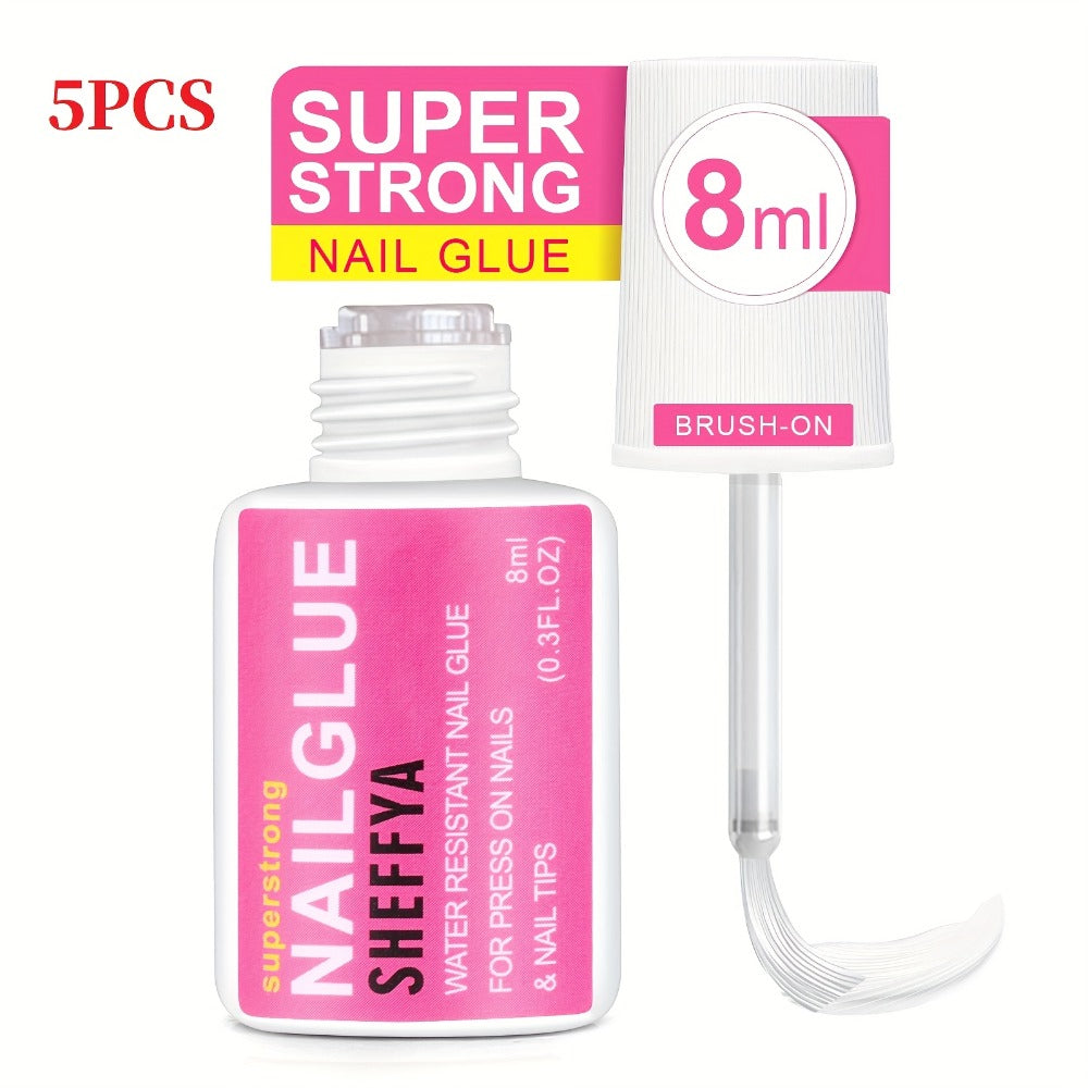 Brush-On Nail Glue Maximum Strength 0.27oz by SHEFFYA – Long-Lasting Mess-Free Precision Applicator for Press-On Nails, Nail Tips & Acrylic Nails, Salon & DIY Home Nail Art, 2pc 5p - product image 5