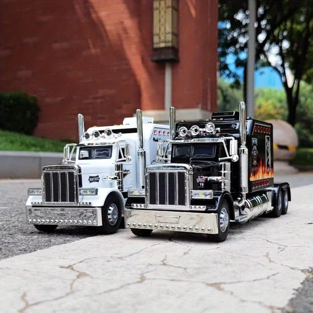 Semi Truck Toy 1:24 Scale Die-Cast Metal Pull-Back Alloy Semi-Trailer Truck with Trailer – Heavy Duty Truck Model Collectible Ornament for Kids Boys Ages 3+ - product image 21