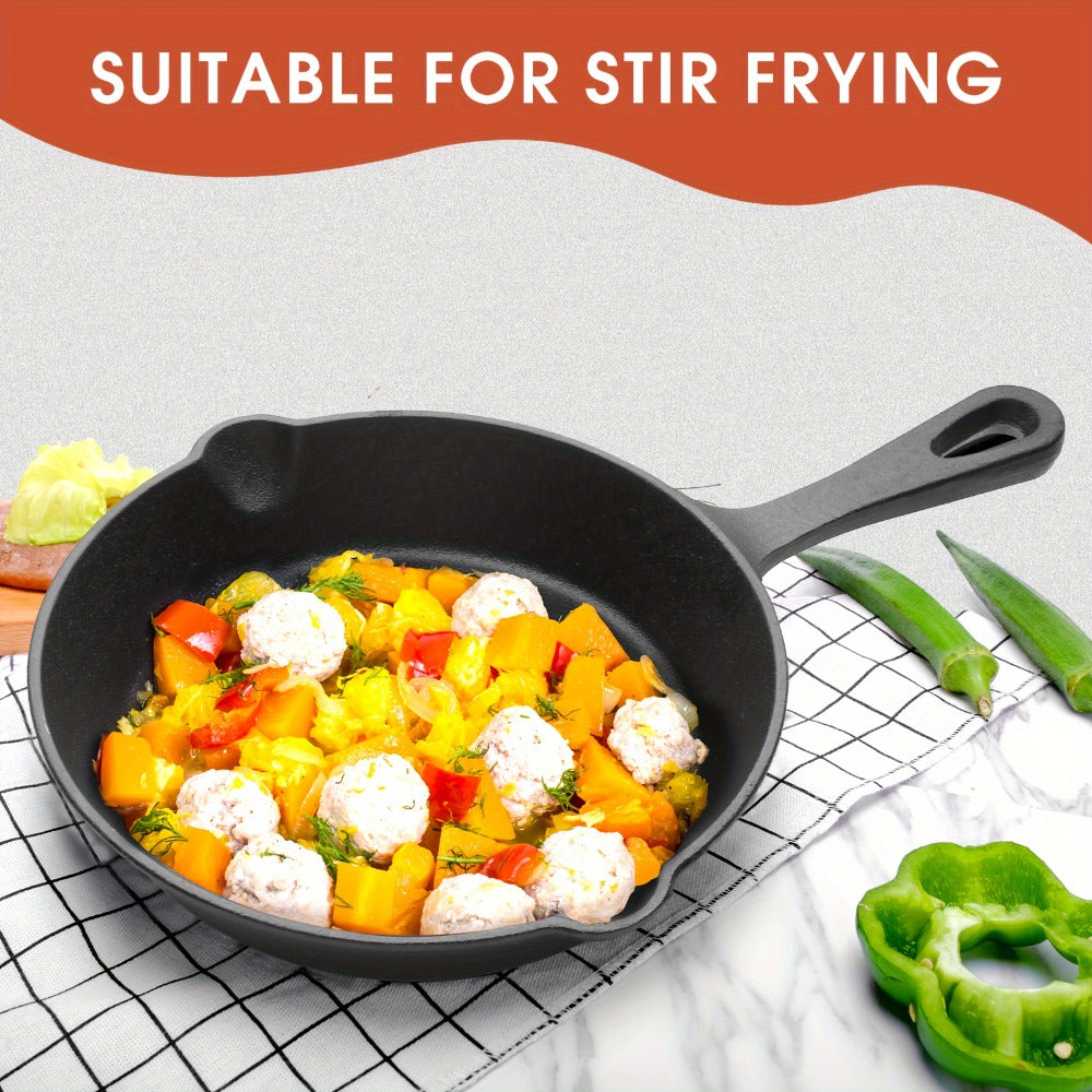 Cast Iron Skillet Set 3pcs - Non-Stick with Drip Spout, Pre-Seasoned Cookware for Holiday Cooking RV Campfire Outdoor Grilling, Heavy Duty Kitchen Frying Pan Set - product image 7