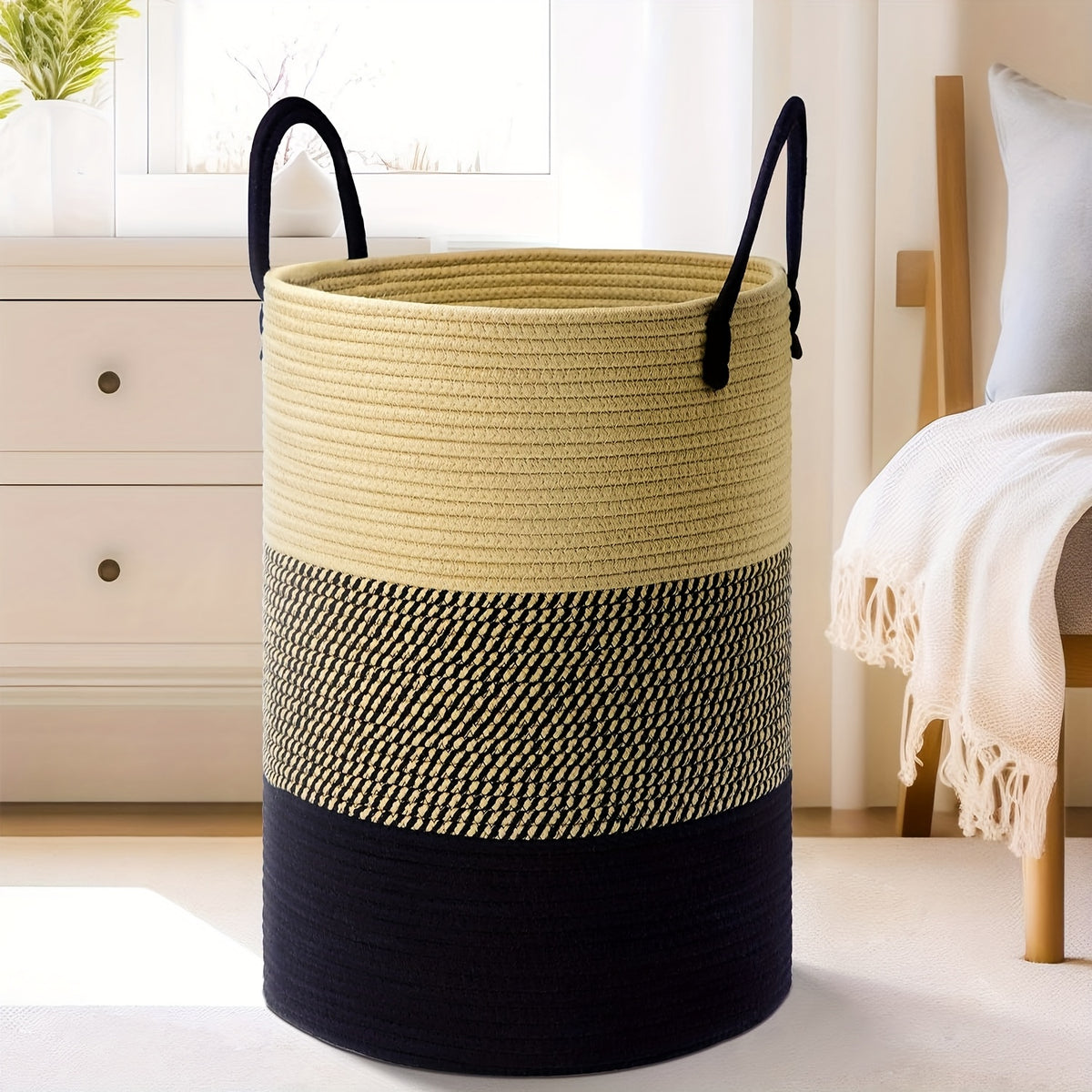 Collapsible Laundry Basket, Woven Rope Laundry Hamper, 12.15gal/15.85gal/21.13gal/26.42gal Laundry Bag for Decor Storage of Dirty Clothes, and Blankets in - product image 12