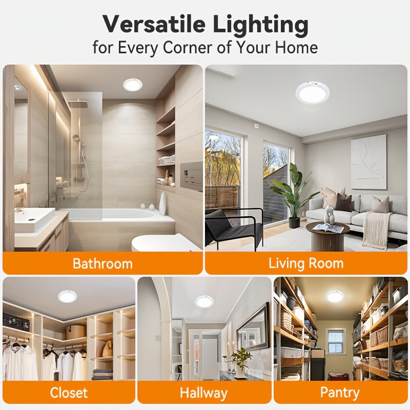 2pcs Rechargeable LED Induction Ceiling Light, 3-speed Lighting Mode, Motion Sensor With Remote Control, Magnetic Design, Easy Installation, 5500mAh Large - product image 9