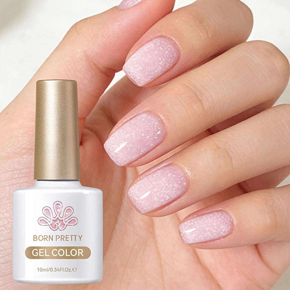 Glitter Jelly Gel Nail Polish Snowflake Sequin Pink Soak-Off UV LED – Semi-Permanent Sparkle Gel Varnish 10ml, Long-Lasting Christmas Holiday Winter Nail Art for DIY Salon Manicure - product image 6