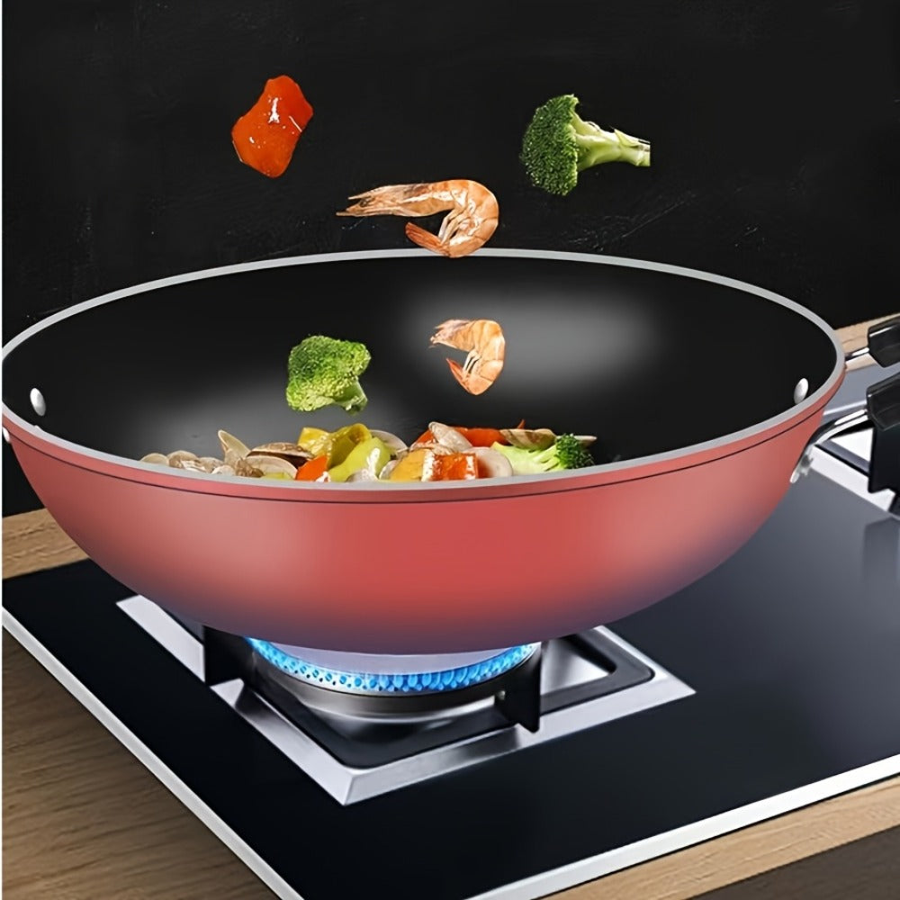 German Diamond Non-Stick Stir Fry Pan - Rice Stone Coating Smokeless Flat Bottom Wok for Induction Cooker Gas Stove, Multi-Purpose Household Frying Pan - product image 2