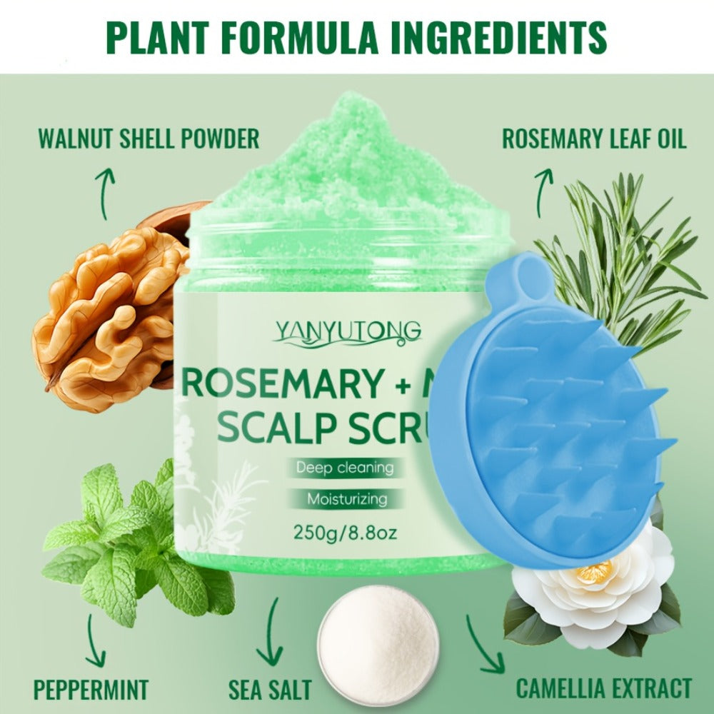Rosemary Mint Scalp Scrub with Massage Brush 250g — Deep Cleansing Hair Scalp Exfoliator, Removes Buildup & Purifies for Oily, Dry & Color-Treated Hair, All Hair Types - product image 8