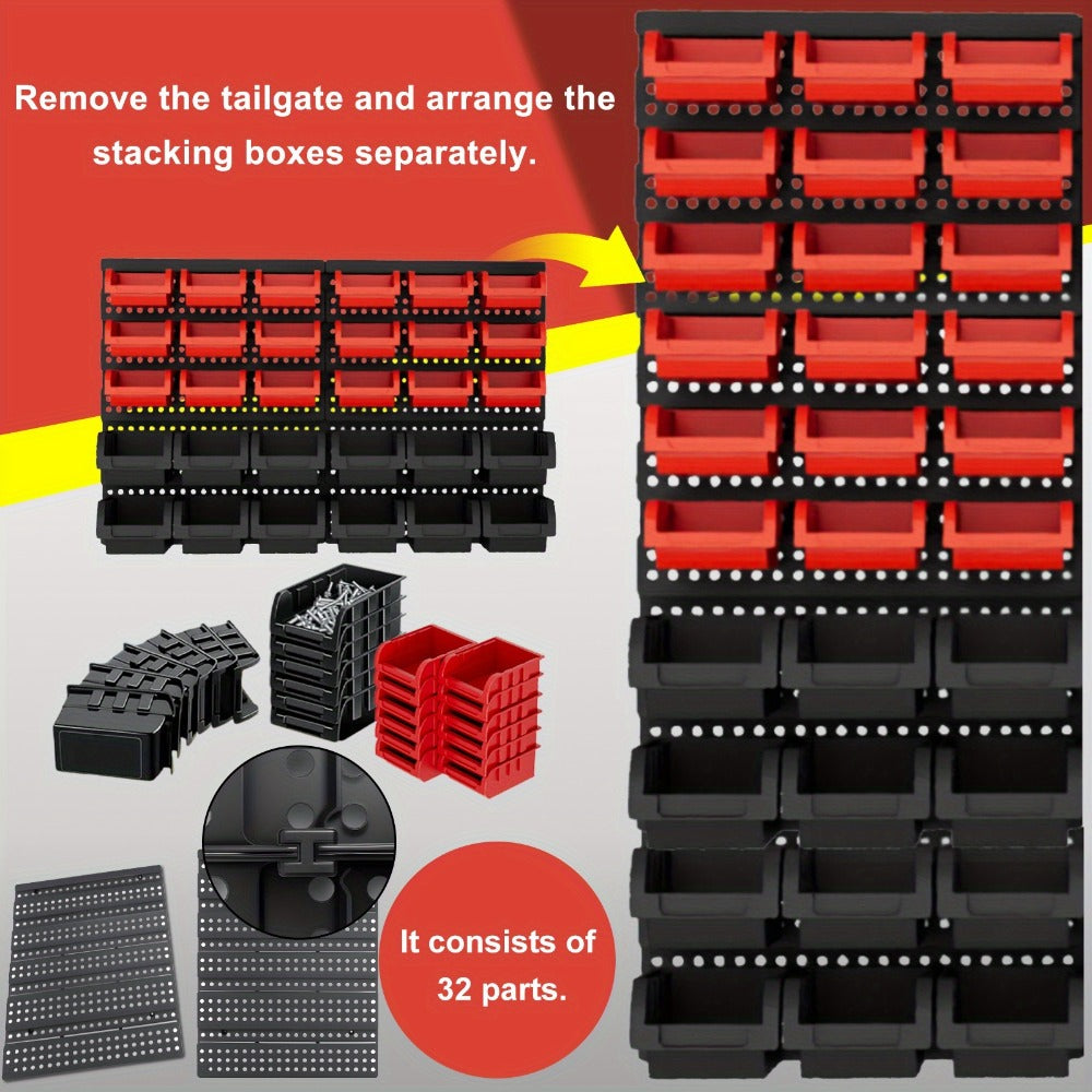 Wall Mounted Storage Bin Rack System – Heavy Duty Small Parts Organizer for Screws, Nuts, Bolts & Nails | Stackable Garage Workshop Tool Storage Rack | 30/60/90 Bins Hardware Organ - product image 14