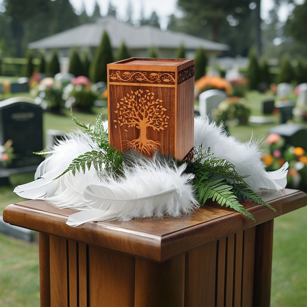 Cremation Urns for Human Ashes Adult – Wood Tree of Life Memorial Urn Box 200 Cu In for Men Women Child Burial Funeral Keepsake Holds Adult Ashes Fits Pets Cat Dog - product image 5