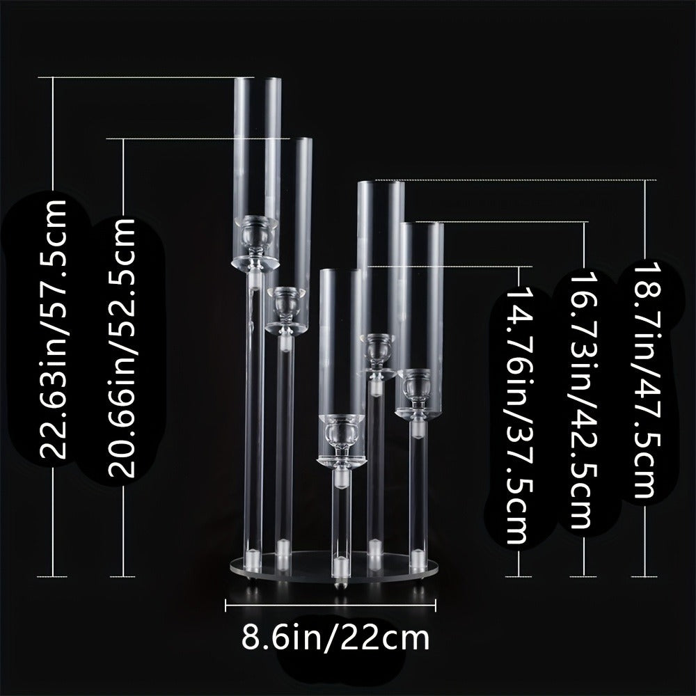 Acrylic Candelabra Candle Holder – Clear Crystal 5-Arm & 6-Arm Taper Candlestick Holders for Wedding Centerpiece, Dining Table, Party & Anniversary Decor - product image 6