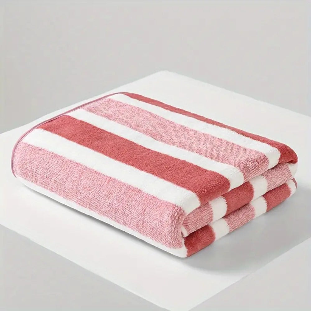 Striped Bath Towel Set 1 or 4 Pack 346GSM - 100% Polyester Super Soft Skin Friendly Absorbent Quick Dry | 70x140cm 27.6x55.1in | Green Gray Red Multi-Color | Home Bathroom Beach Es - product image 22