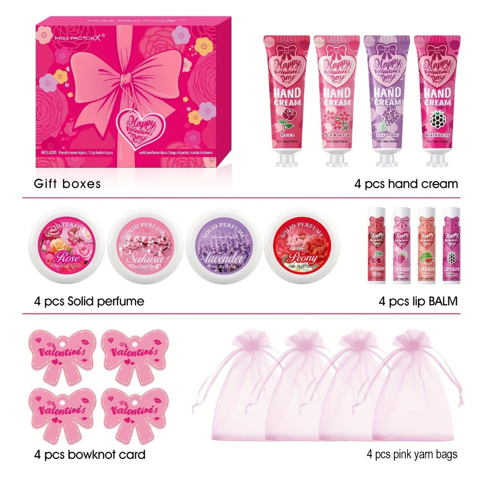 20pcs Beauty Gift Set Lip Balm Hand Cream Solid Perfume Pink Gift Bag Glossy Finish All Skin Types Holiday Party Mother's Day Wedding Bridesmaid Favors - product image 2
