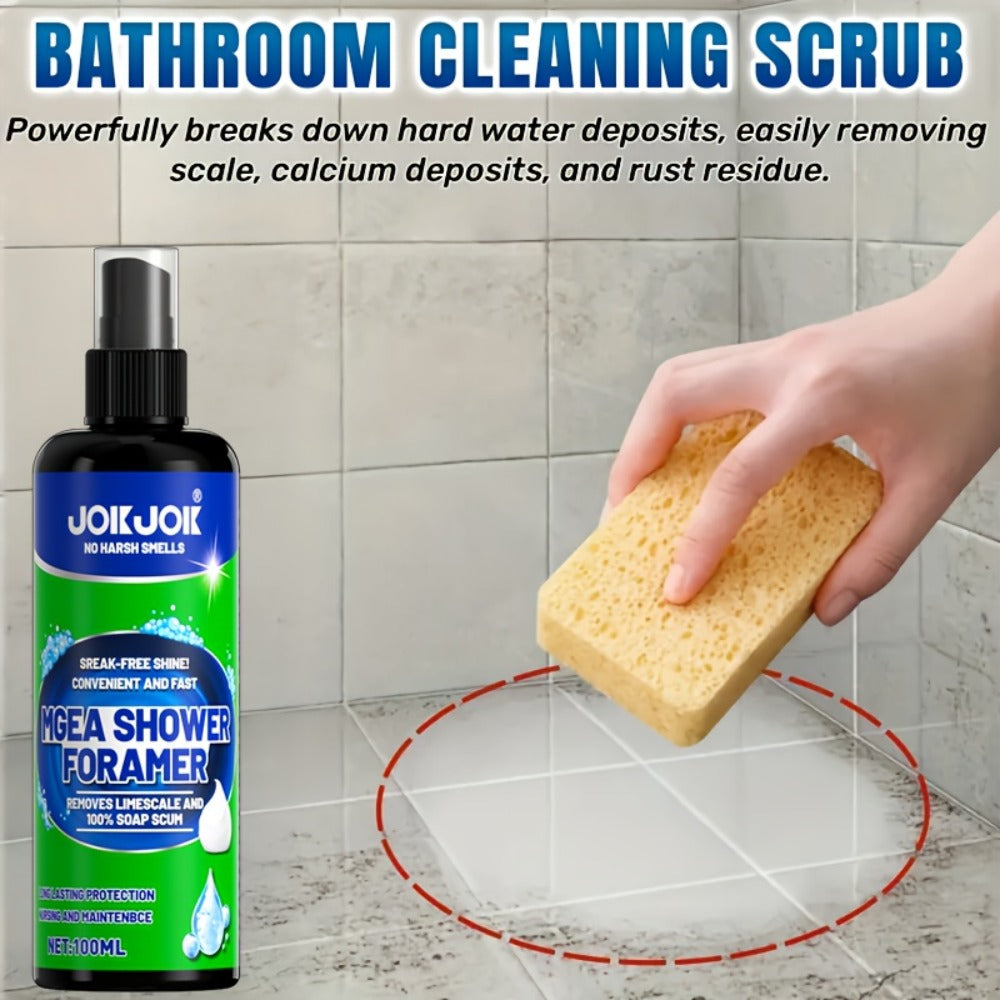 Bathroom Cleaner with Sponge 3.38oz - Deep Cleaning Stain Removal Scrub for Tiles Tub Fixtures - Removes Soap Scum Hard Water Stains Mildew - Multi-Surface Bath Cleaner Shiny Strea - product image 2
