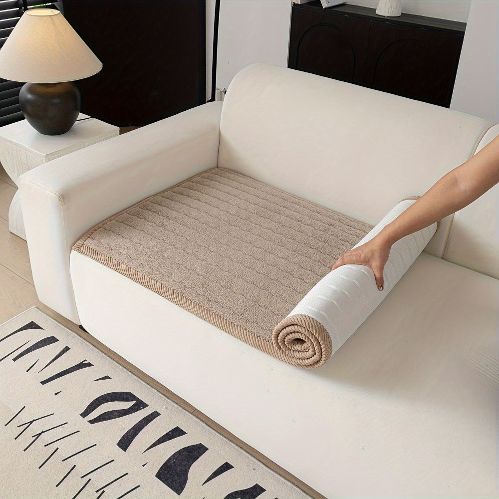 Plush Sofa Cover Bohemian Style Thickened Short Plush Non-Slip Machine Washable Pet Friendly Sofa Slipcover for Living Room Bedroom Office - Armrest Pad to 4 Seater - product image 31
