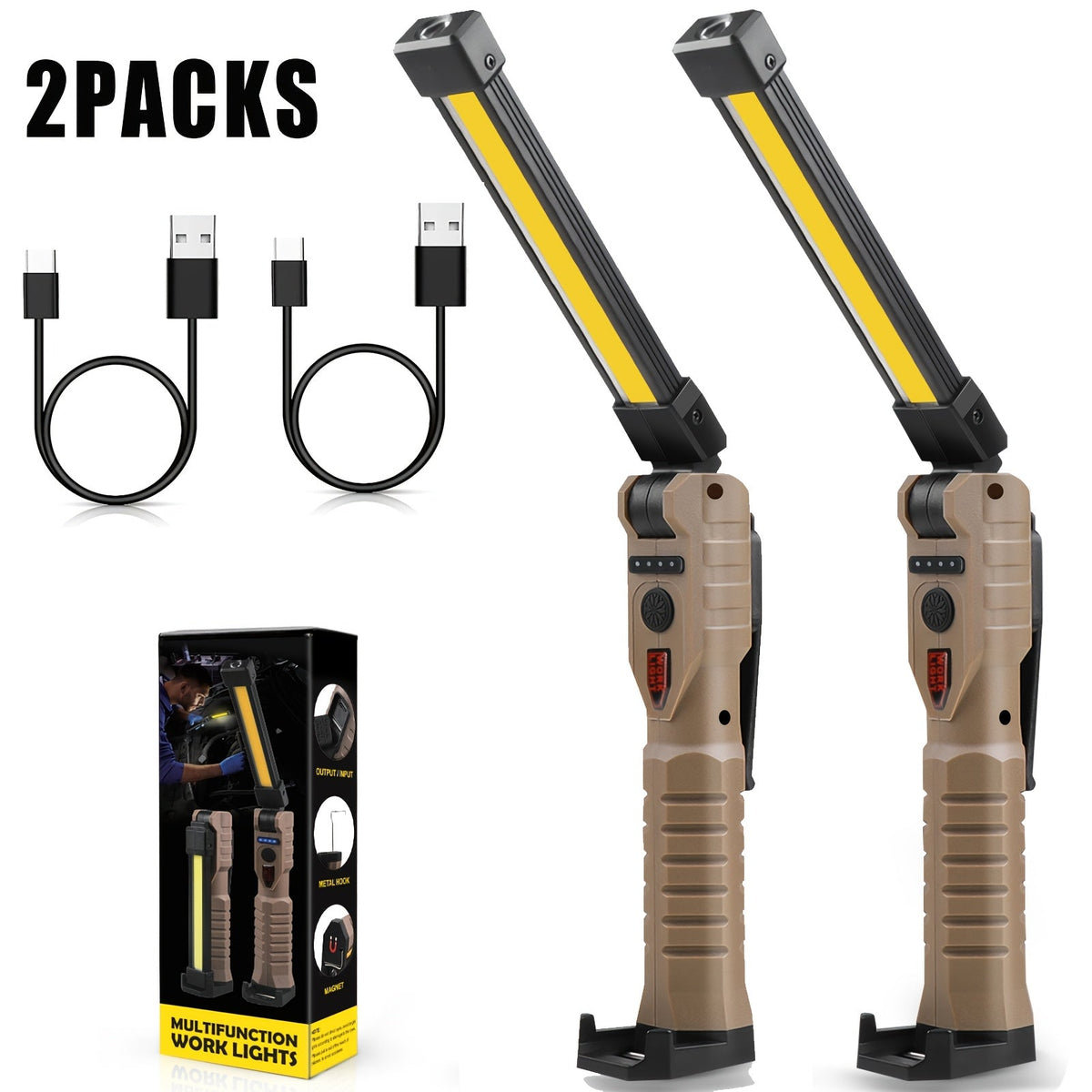 COB LED Work Light Magnetic Base Rechargeable USB 20000 Lumens 7 Modes 180° Rotation Portable Hanging Flashlight with Built-in Battery Power Bank Function for Workshop Garage Car R - product image 15