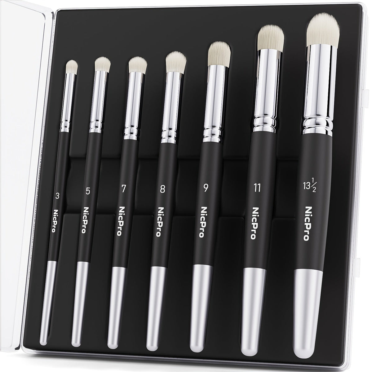 Dry Brush Set for Miniature Painting 7 Sizes – Professional Drybrush Kit with Storage Case – Hobby Detail Paint Brushes for Models Warhammer DnD Figures – Black & Gray – Gift for Hobbyists