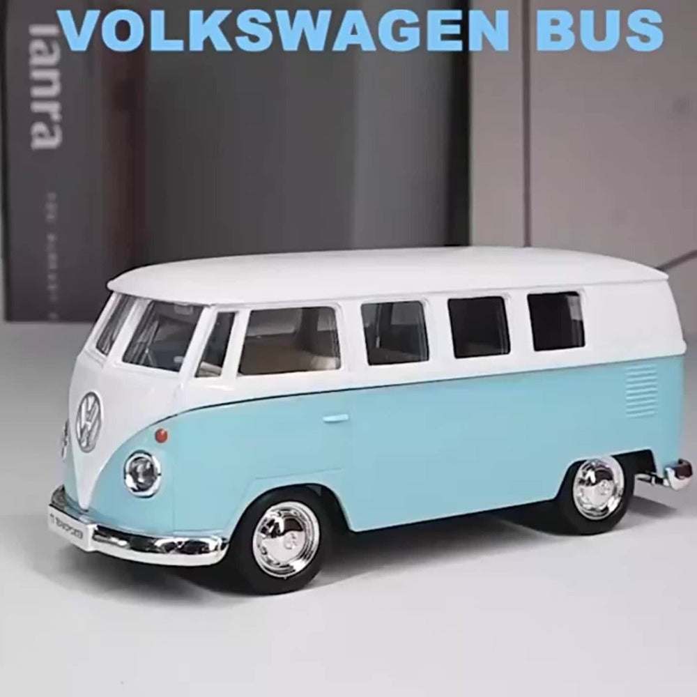 Volkswagen T1 Bus Diecast Model Car 1:36 Scale Zinc Alloy Pullback | Collectible Toy Car Gift for Boys Girls | Vintage Blue & White, Detailed Interior - product image 7