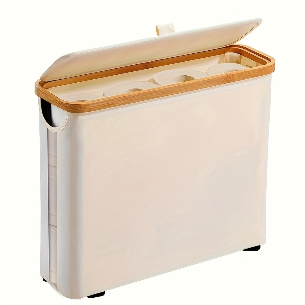 Bamboo Toilet Paper Holder Freestanding Bathroom Storage Organizer Holds 12 Rolls Tissue Roll Dispenser Modern Slim Design for Bathroom Bedroom Laundry Room Tissue Accessories Stor - product image 3